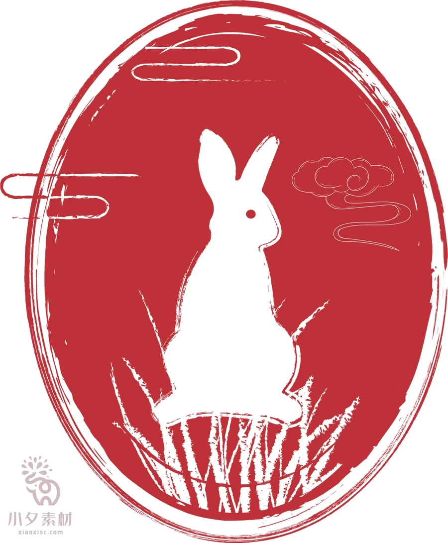 2023年中国风中式传统红色兔年印章元素图案图形AI矢量设计素材【022】